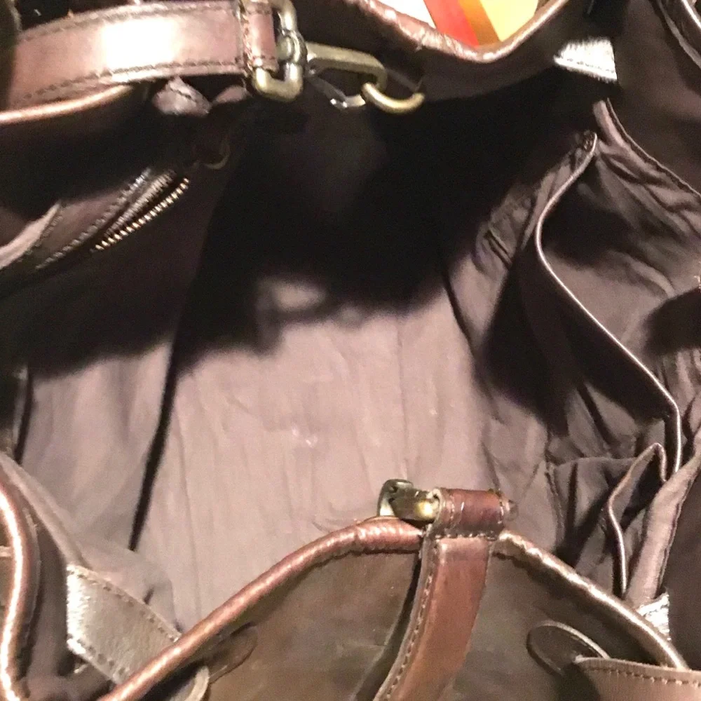 🆕 Platania Brown Italian Leather Large Satchel Slouchy Bag  Stud Details